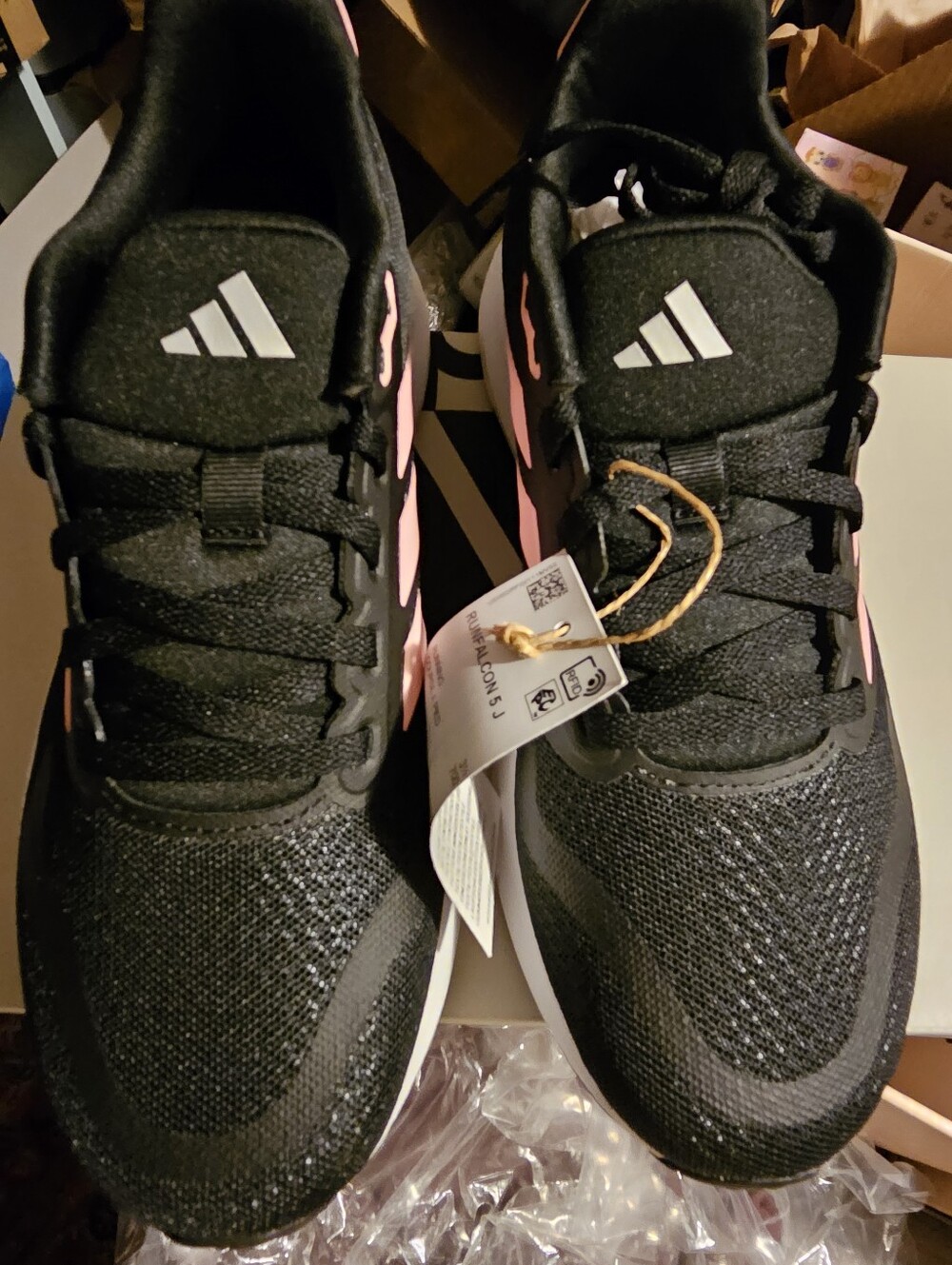 Adidas Runfalcon 5J Kids Running Shoes Black Pink Silver Size 4Y NEW - Picture 5 of 7